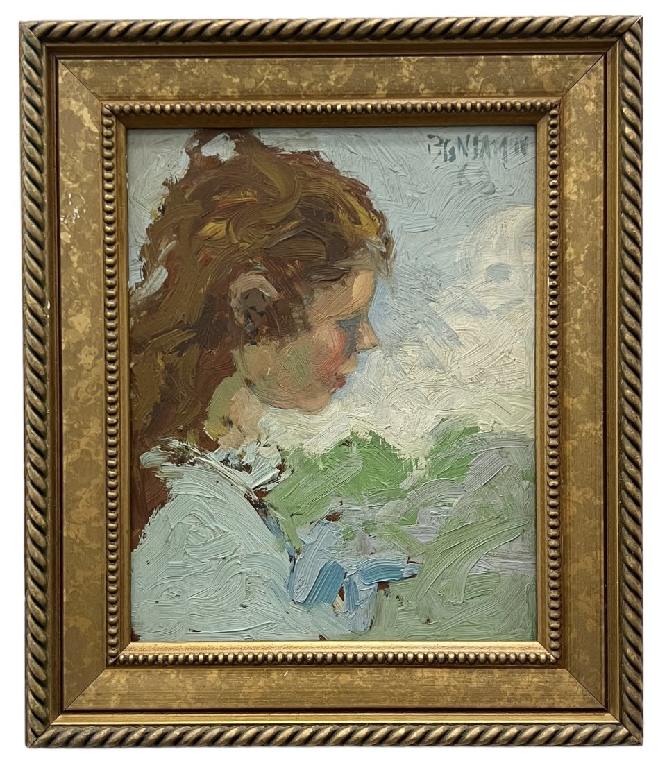 Impressionist Portrait Of A Young Girl, Signed: Oil on masonite 10 x 8 in