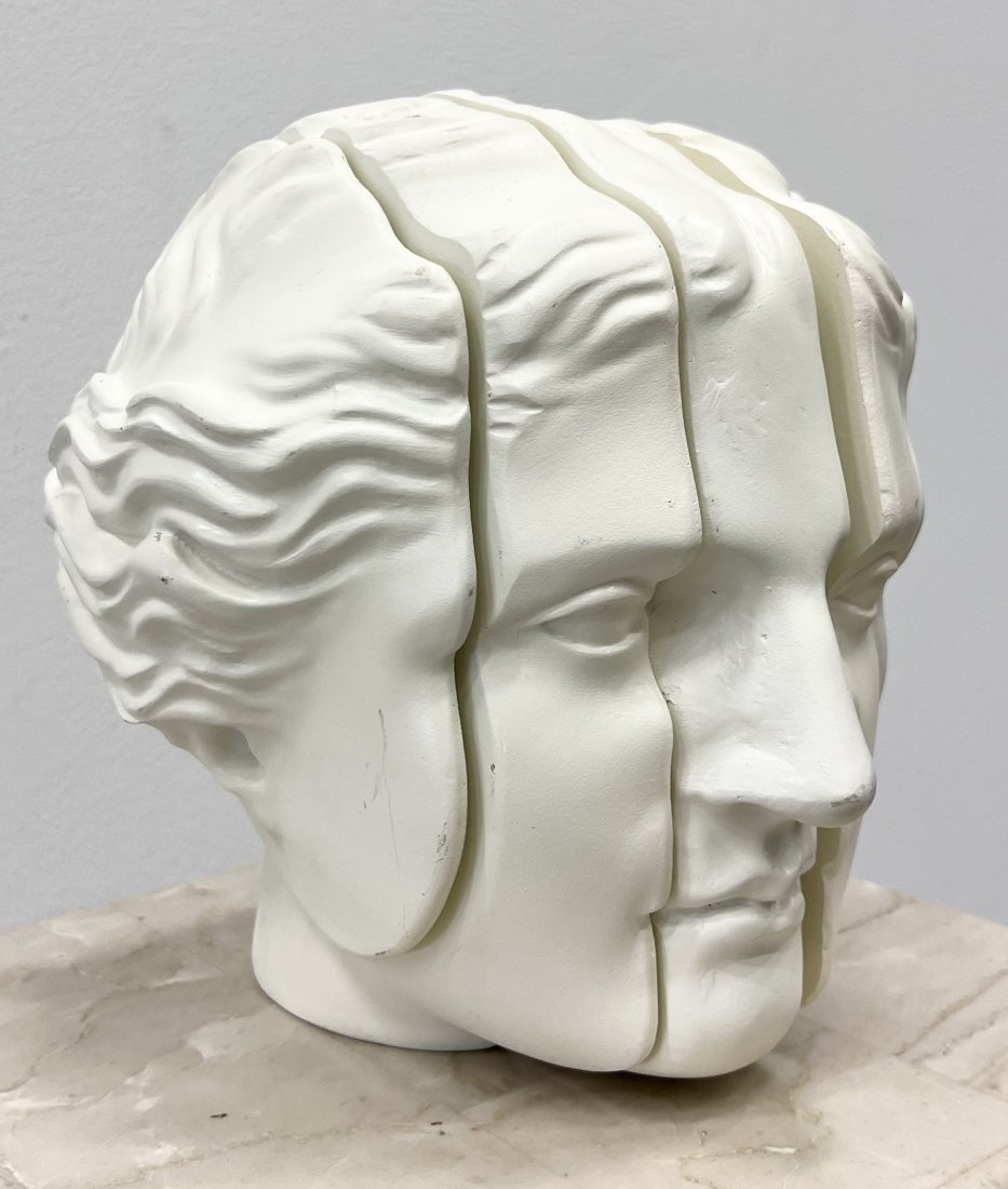 Mid-Century Modern Neoclassical Resin Bust Paneled Sculpture (1 of 4)
