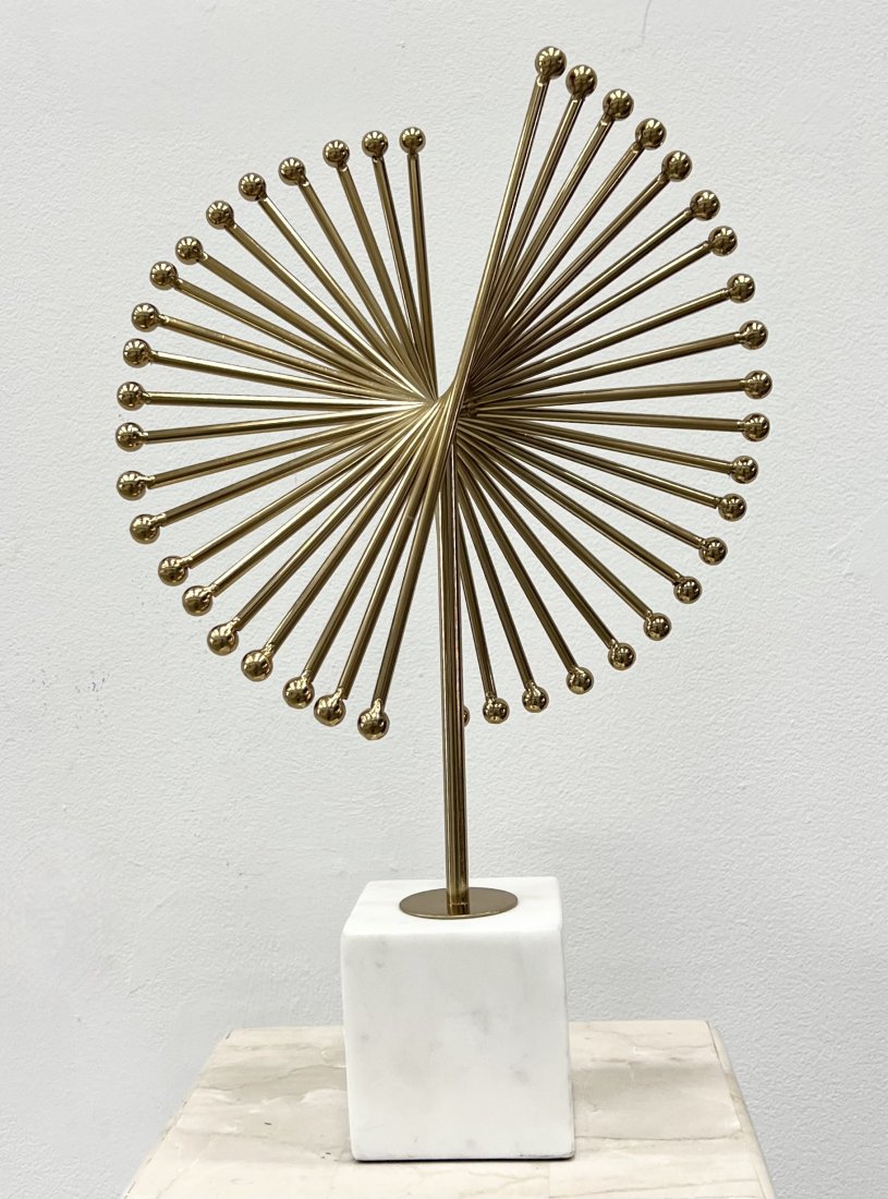 Contemporary Metal Sculpture On Marble Base: Size 18 x 10 x 5 in