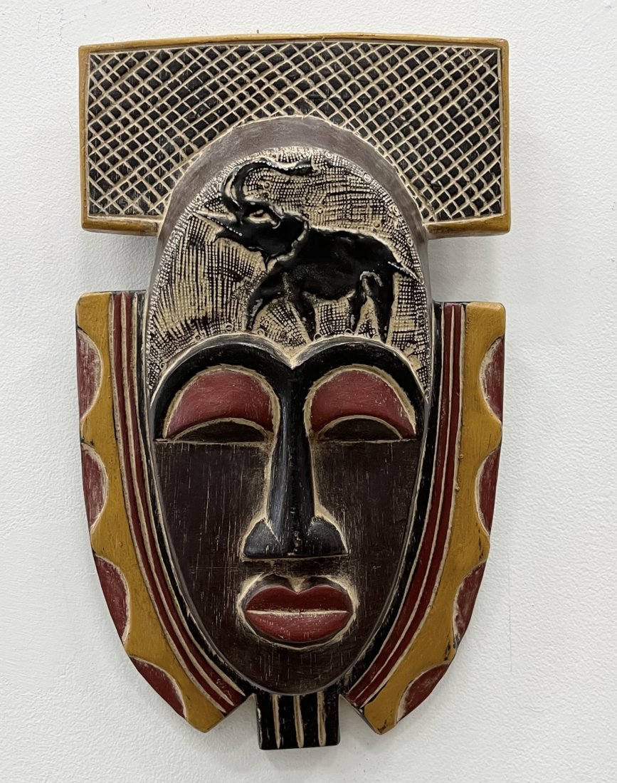 Solid Wood African Mask From Ghana: 18 x 11 x 4 in