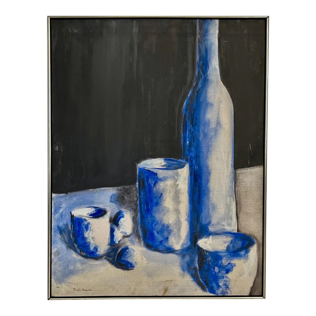 Large 1980's American Modernist Still Life Painting Signed: Acrylic on canvas 37 x 48 in