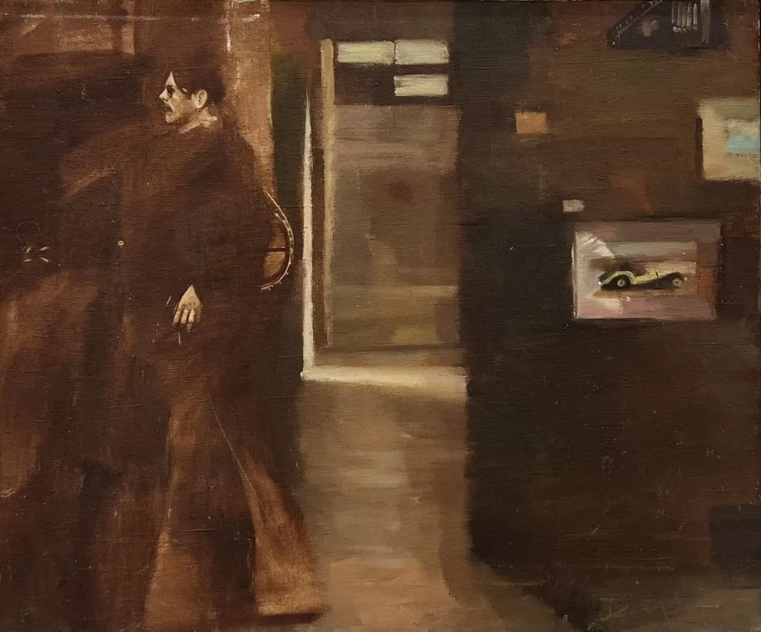 Mid-Century Parking Garage Scene, Illegible Signature (1 of 4)