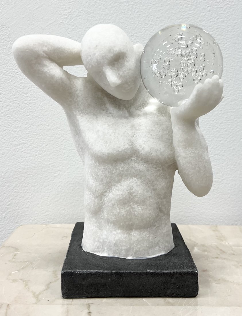 Contemporary Nude Male Thinker Figurine: Size 6 in