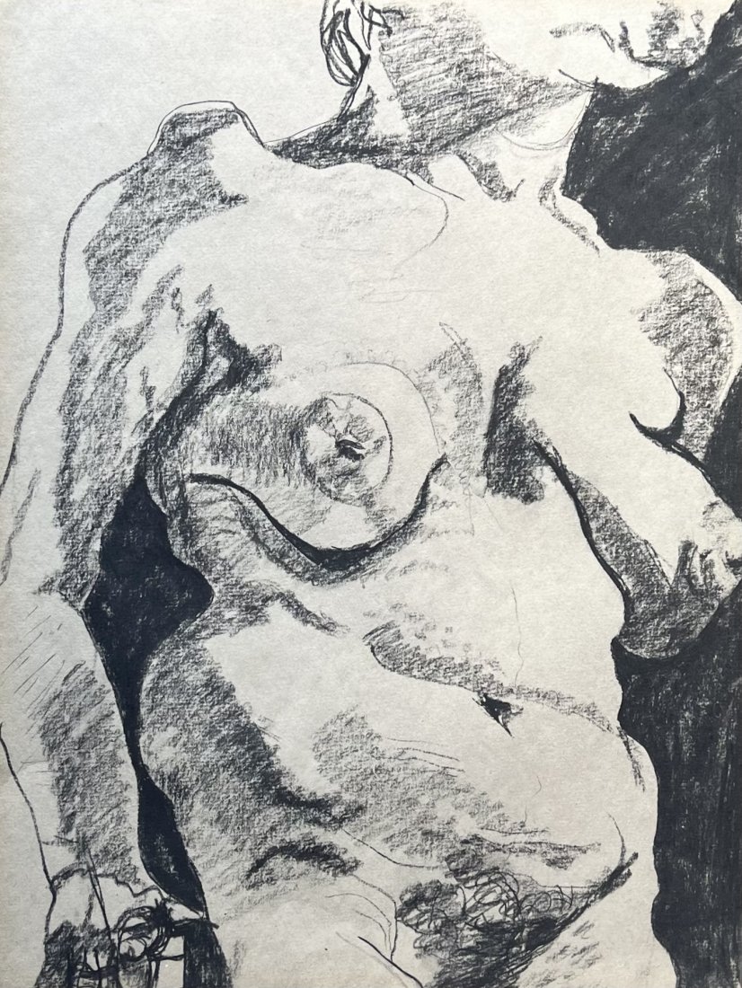ELIZABETH BLUMENTHAL (20th c, American) Mid-Century Nude Drawing: Charcoal on paper