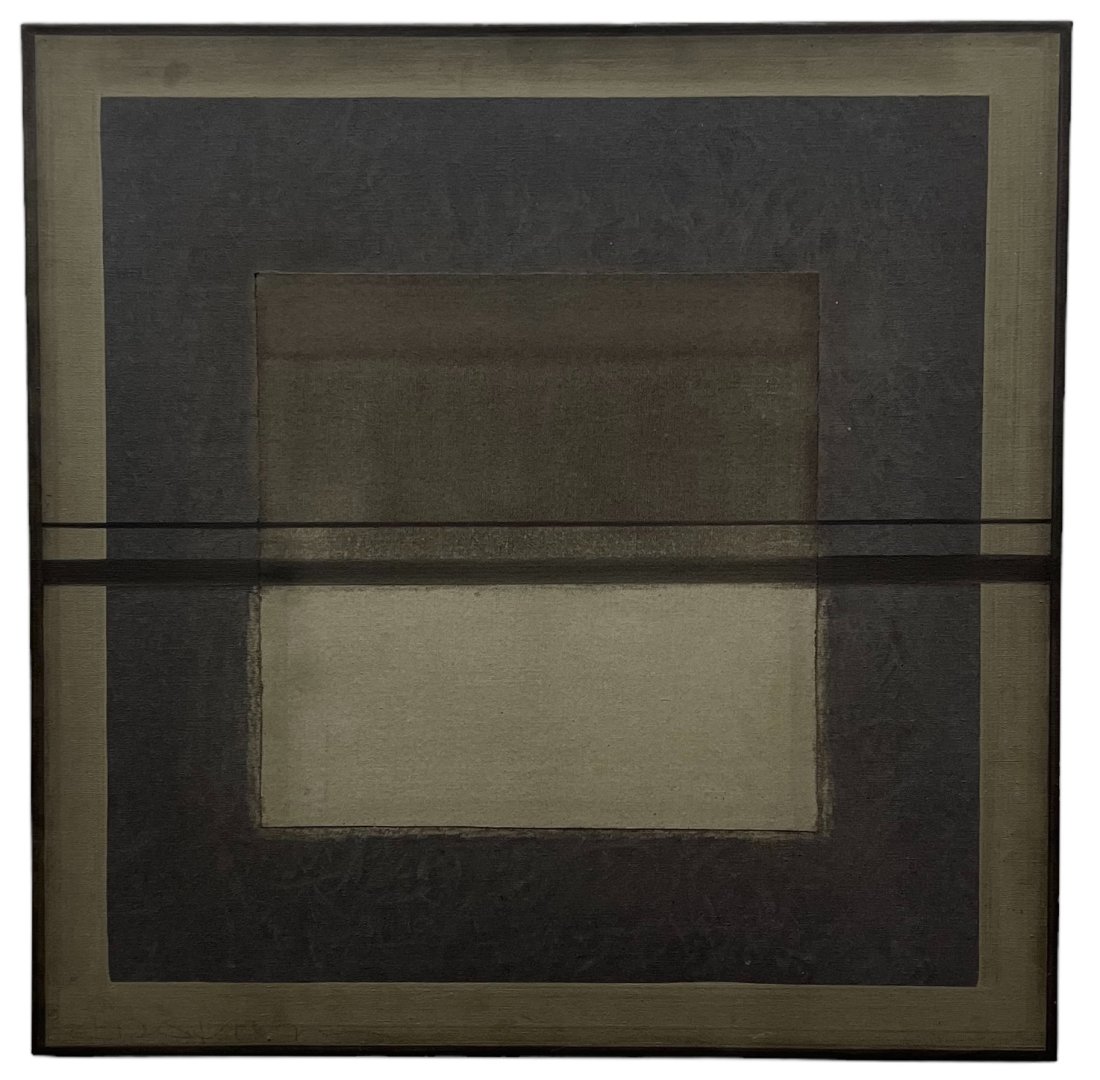 CARLOS ROJAS (1933-1997, Colombia) Abstract: Size 31.5 x 31.5 in. Purchased in Bogota. Owner inherited painting from her mother. Same estate as lot 18