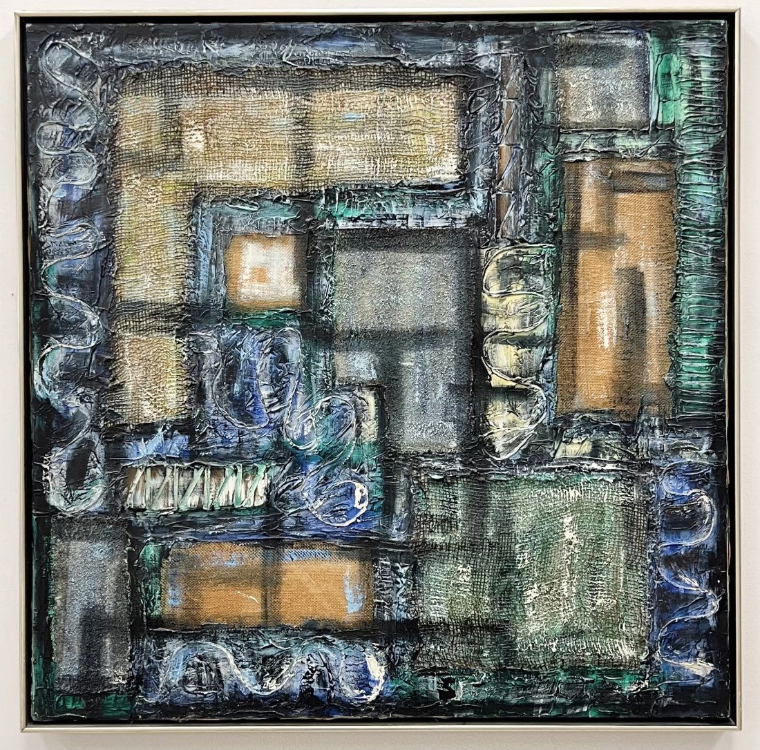 Vintage Abstract Painting Mixed Media On Canvas, Signed Illegibly (1 of 5)