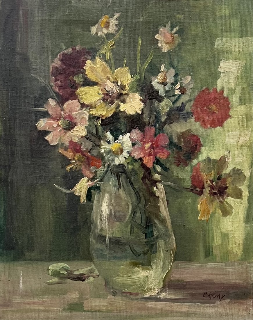 PAUL REMY (1897-1981, French) Still Life Of Flowers: Oil on canvas 20 x 16 in