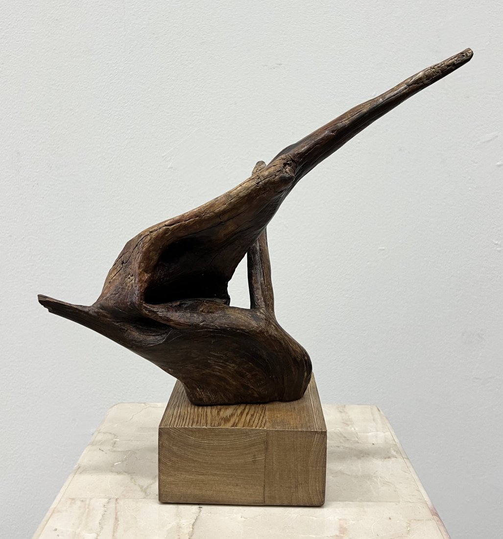 Vintage Modernist Driftwood Sculpture: 12 x 11 x 6 in