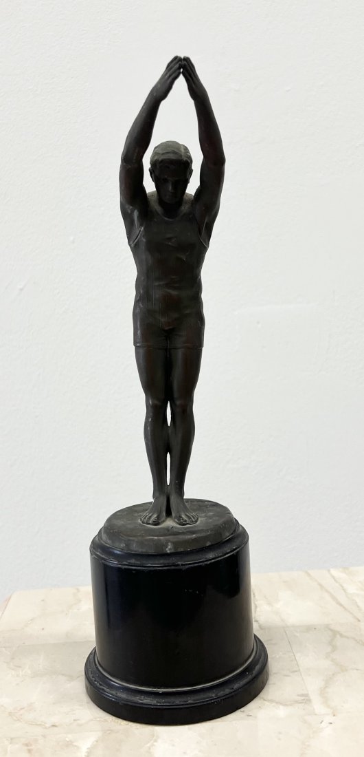 Vintage Nude Male Spelter Sculpture, Marked: Size 11 x 3 in