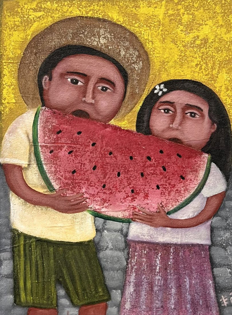 Naive Mexican Folk Art Painting, Signed (1 of 3)