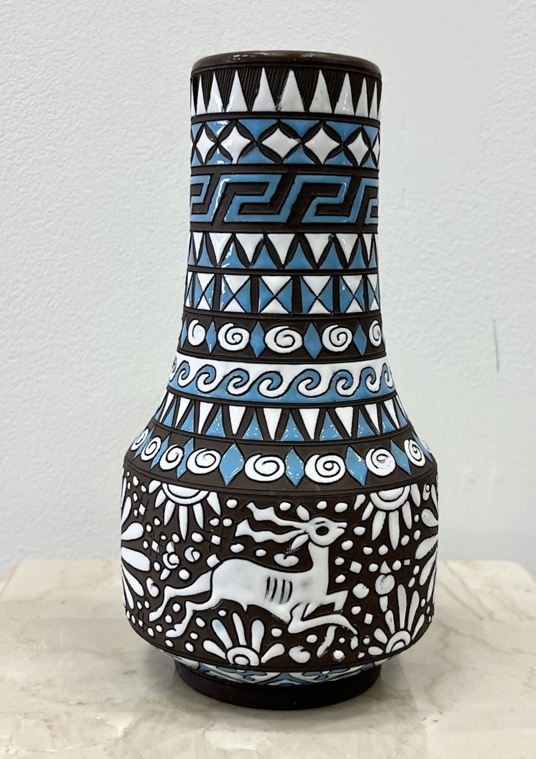 Neofitoy Keramik Signed Greek Vase: Size 8.5 x 4 in