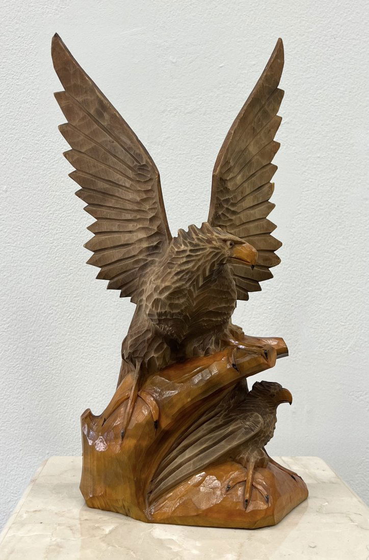 Vintage Wooden Eagle Carved Sculpture (1 of 3)