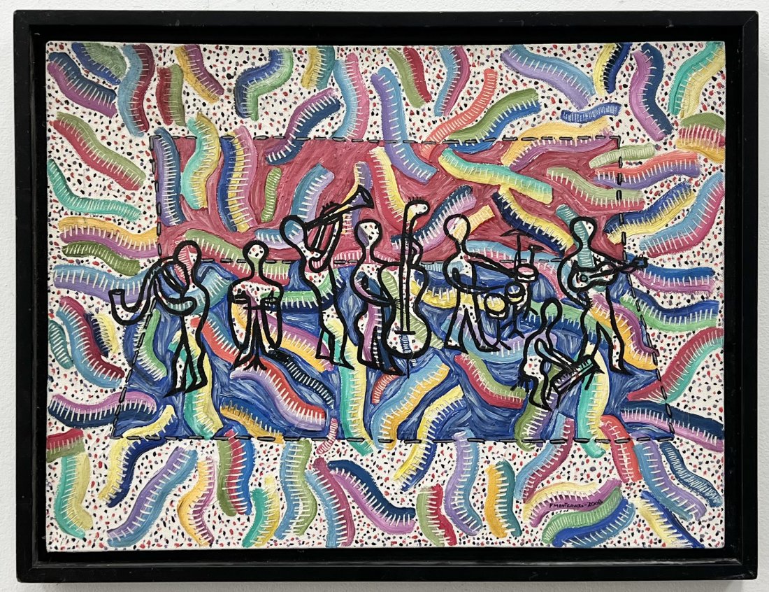 Jamming, Modernist Jamaican Abstract Painting Signed: Oil on canvas 24 x 18 in, 26 x 20 in (framed)