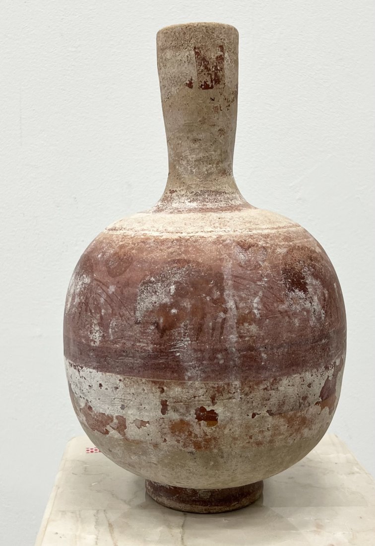 Native American Water Vessel Vase With Scenes: Size 13 x 8 in