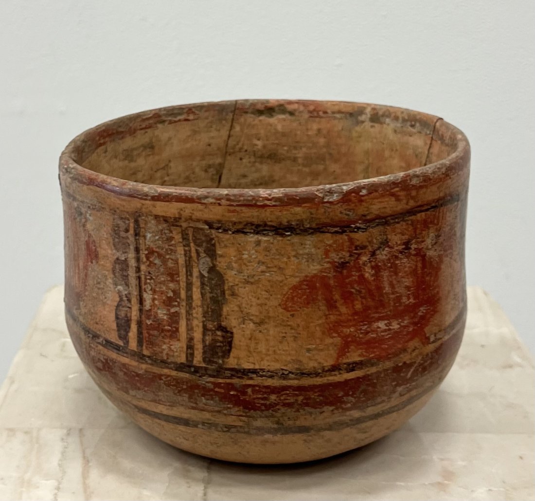 Pre Columbian Polychrome Terracotta Bowl 600-1000 CE: Size 6 1/4 x 4 1/2 in