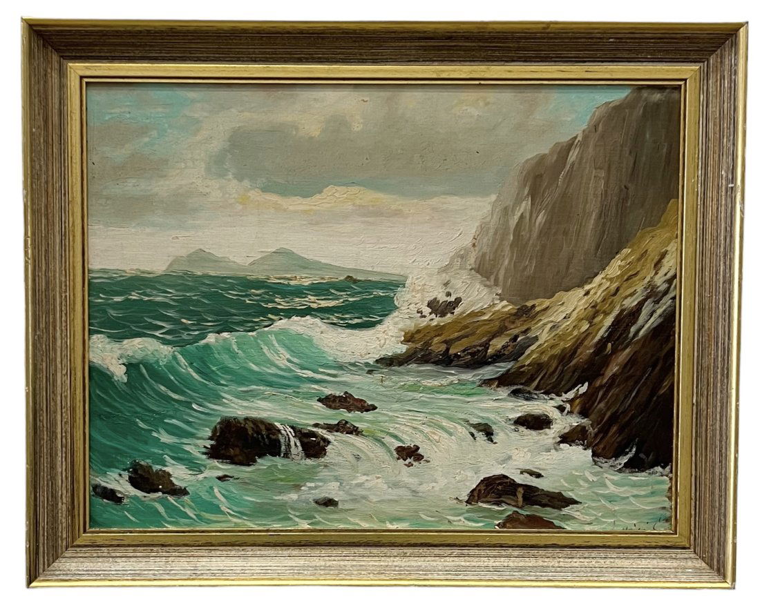 Italian Impressionist Amalfi Coastal Landscape, Signed (1 of 3)