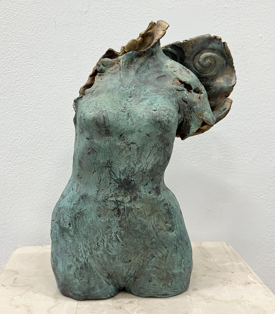 Studio Pottery Nude Fallen Angel Sculpture. Signed Unknown Artist: Size 9 x 6 x 3 in