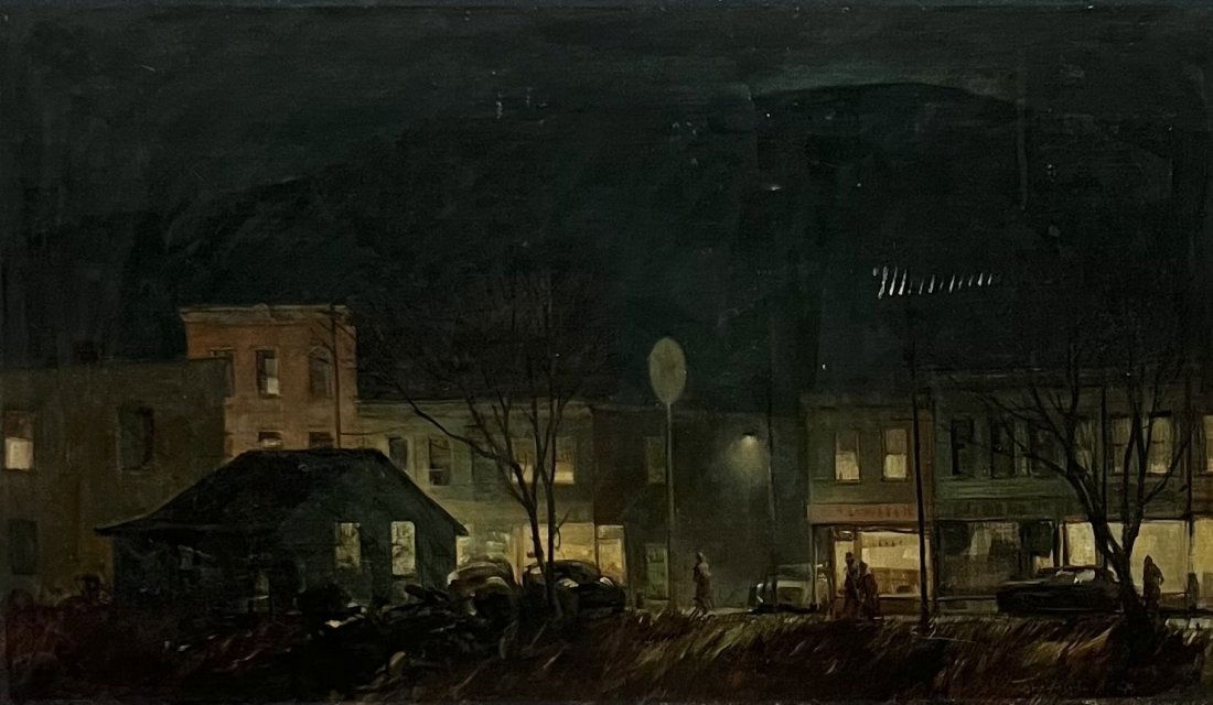 TORE ASPLUND (1903-1978, American) New York Village At Night, Exhibited Chicago (1 of 7)