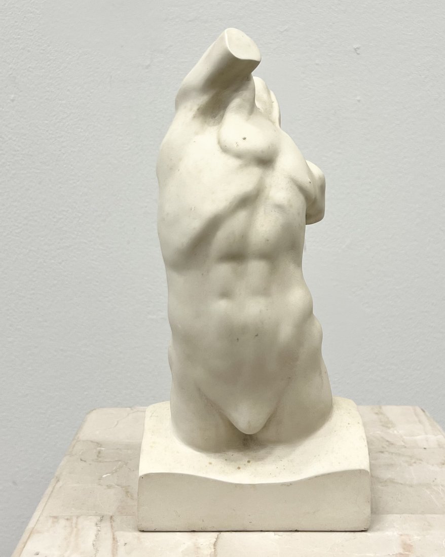 Cast Resin Torso of Male Nude Statue: Size 10 x 4.5 x 3 in