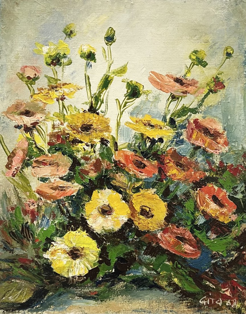 GITA ORLENS (20th c, American) Bodega Bay California Still Life Artist: Oil on canvas 20 x 16 in