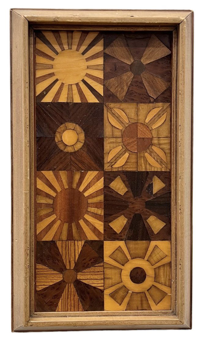 Mid-Century Modern Inlaid Wood Sun Abstract Wall Sculpture (1 of 4)