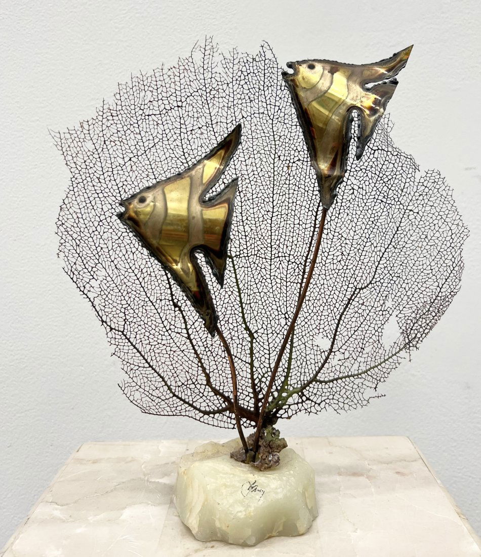 Vintage Curtis Jere Style Angelfish Sculpture Signed (1 of 3)