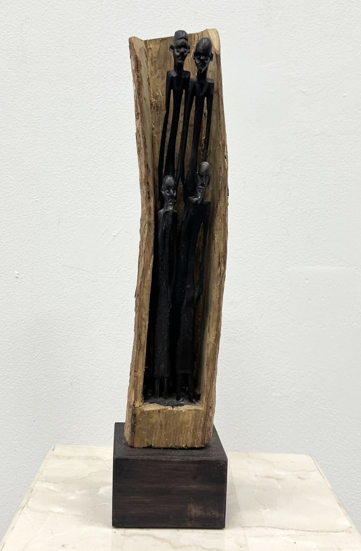 African Carved Wood Figural Sculpture: Size 14 x 3 x 3 in