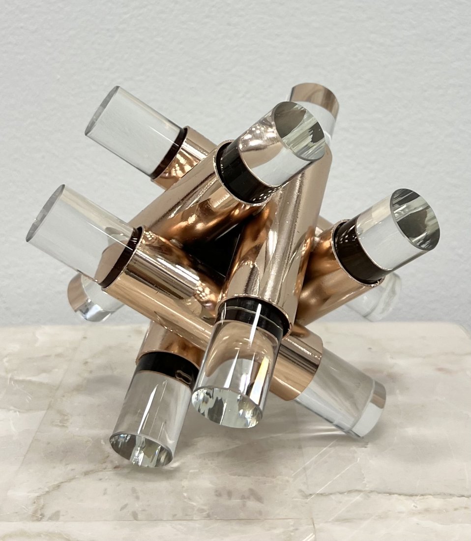 Contemporary Acrylic & Copper Tone Metal Decorative Accent: Size 5 in