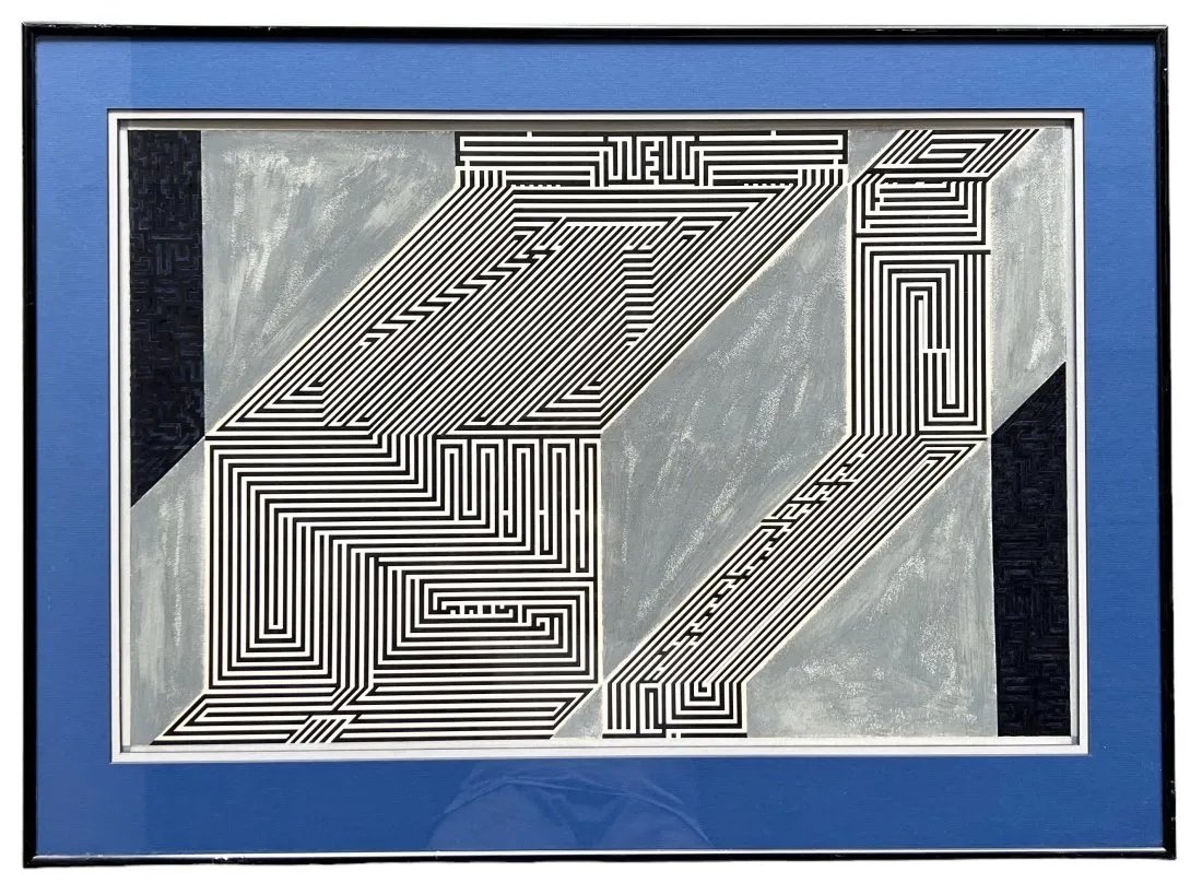 Mid-Century Modern Op Art Abstract, Unsigned (1 of 2)