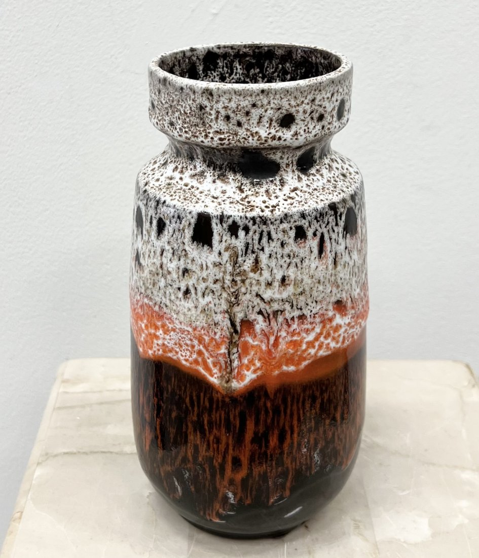 Vintage West Germany Glazed Modernist Vase: 8.5 x 4 in