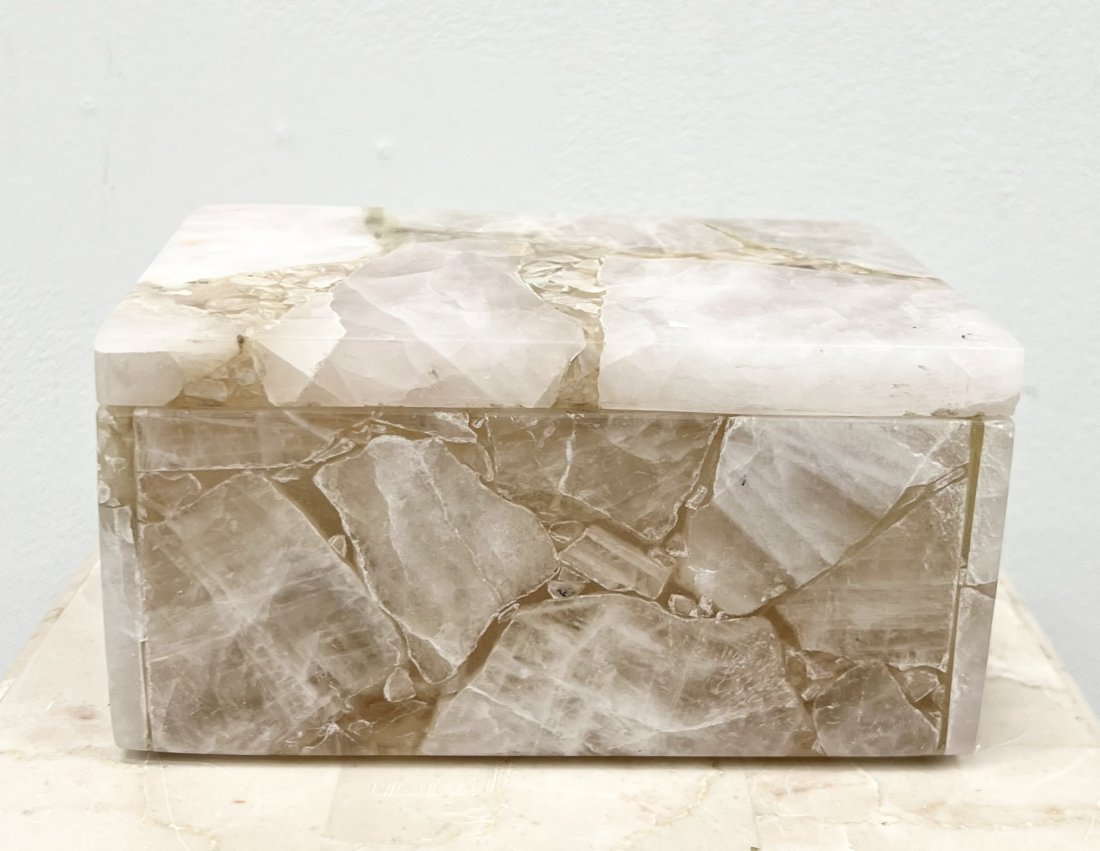 Pink Quartz Stone Trinket Box: Size 7 x 5 x 5 in