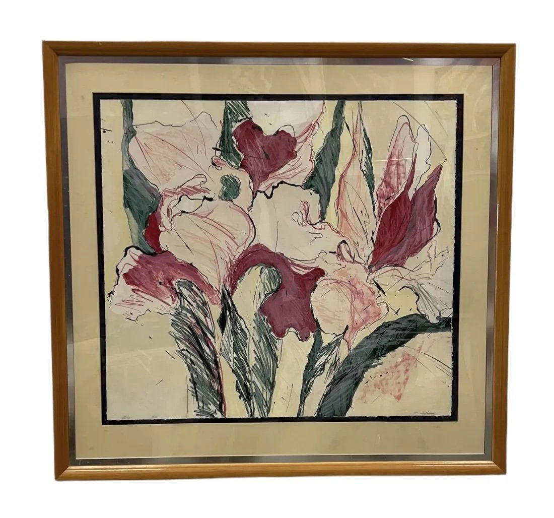 SALLY ANDERSON (20th c, American) Large Flower Lithograph (1 of 4)