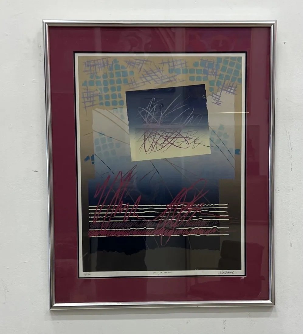 1980's Musical Abstract Serigraph Signed E. Pratt: Size 40 x 30 in framed