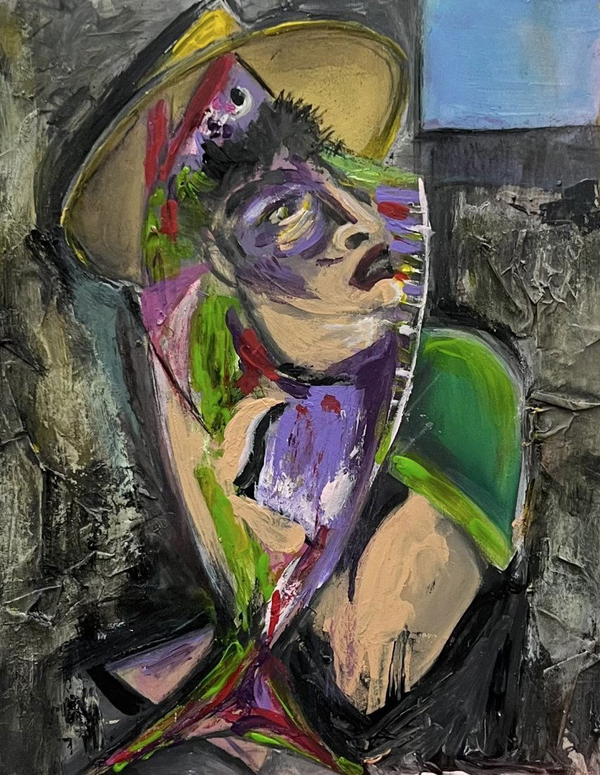 Mexican Modernist Figural Abstract Painting, Signed (1 of 2)