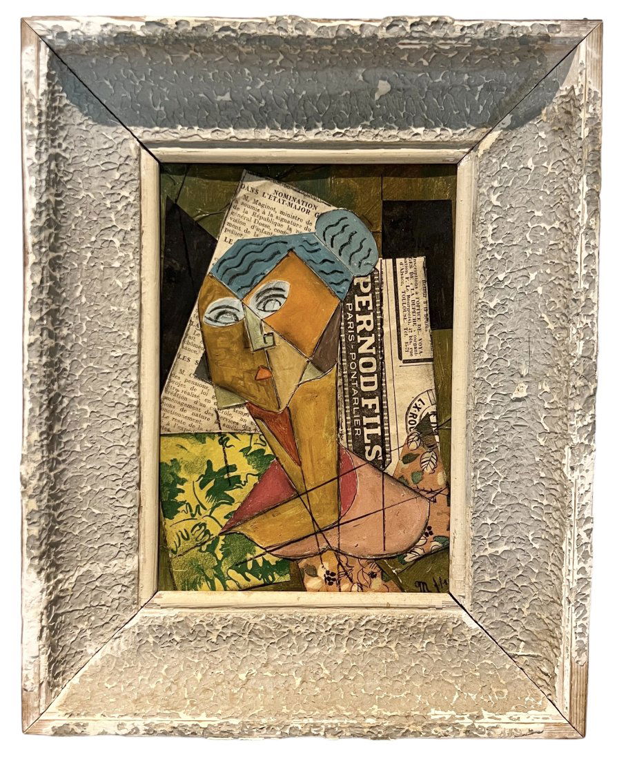 Vintage French Cubist Abstract Collage, Signed (1 of 4)
