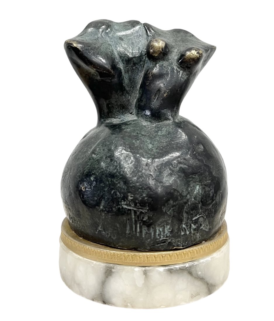 Modernist Bronze Sculpture Of Nude Figures, Signed: Size 5 x 3 in