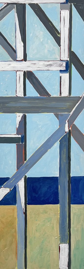 Lifeguard Chair, Abstract Realism Unsigned: Acrylic on canvas 36 x 12 in
