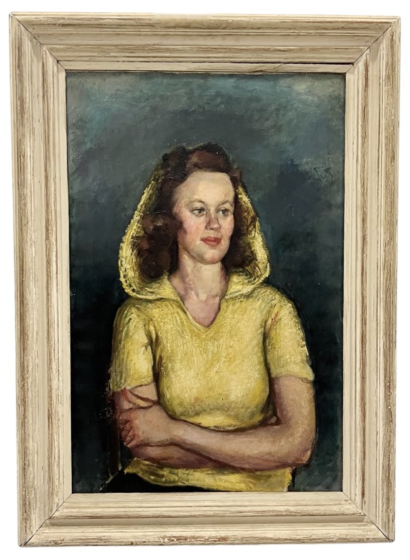 1940's American Portrait Of A Woman, Unsigned, Nicely Framed: Oil on canvas 32 x 21 in, 40 x 29 in (framed)