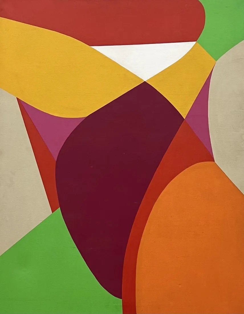 MARIETTE BEVINGTON (20th c, American) Large Hard Edge MCM Abstract (1 of 2)