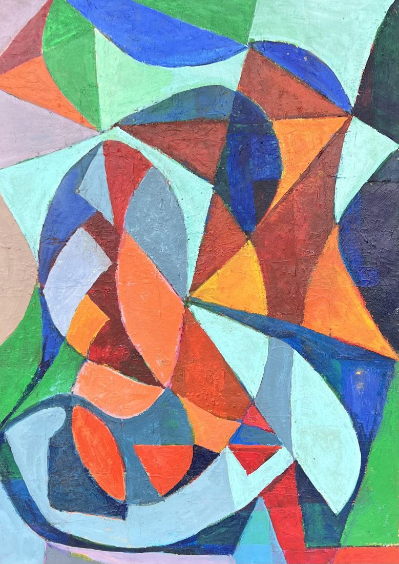 Mid-Century Modern Cubist Abstract, Unsigned (1 of 2)