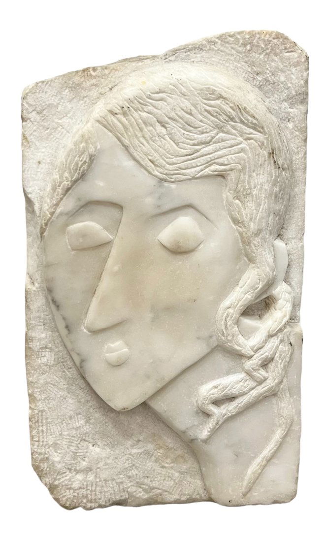 Carved Modernist Cubist Marble Sculpture, Unsigned (1 of 3)