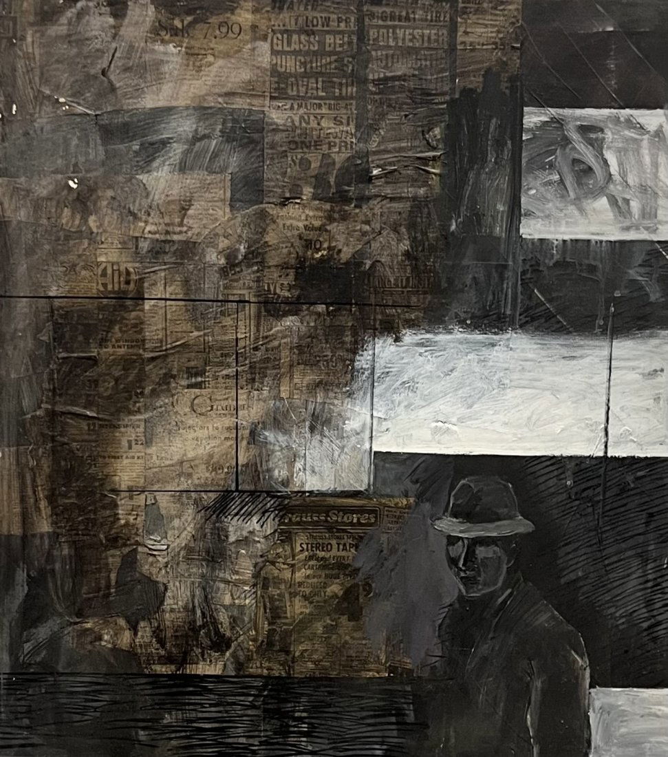 Mid-Century Black & White Abstract Collage, Unknown Artist (1 of 4)