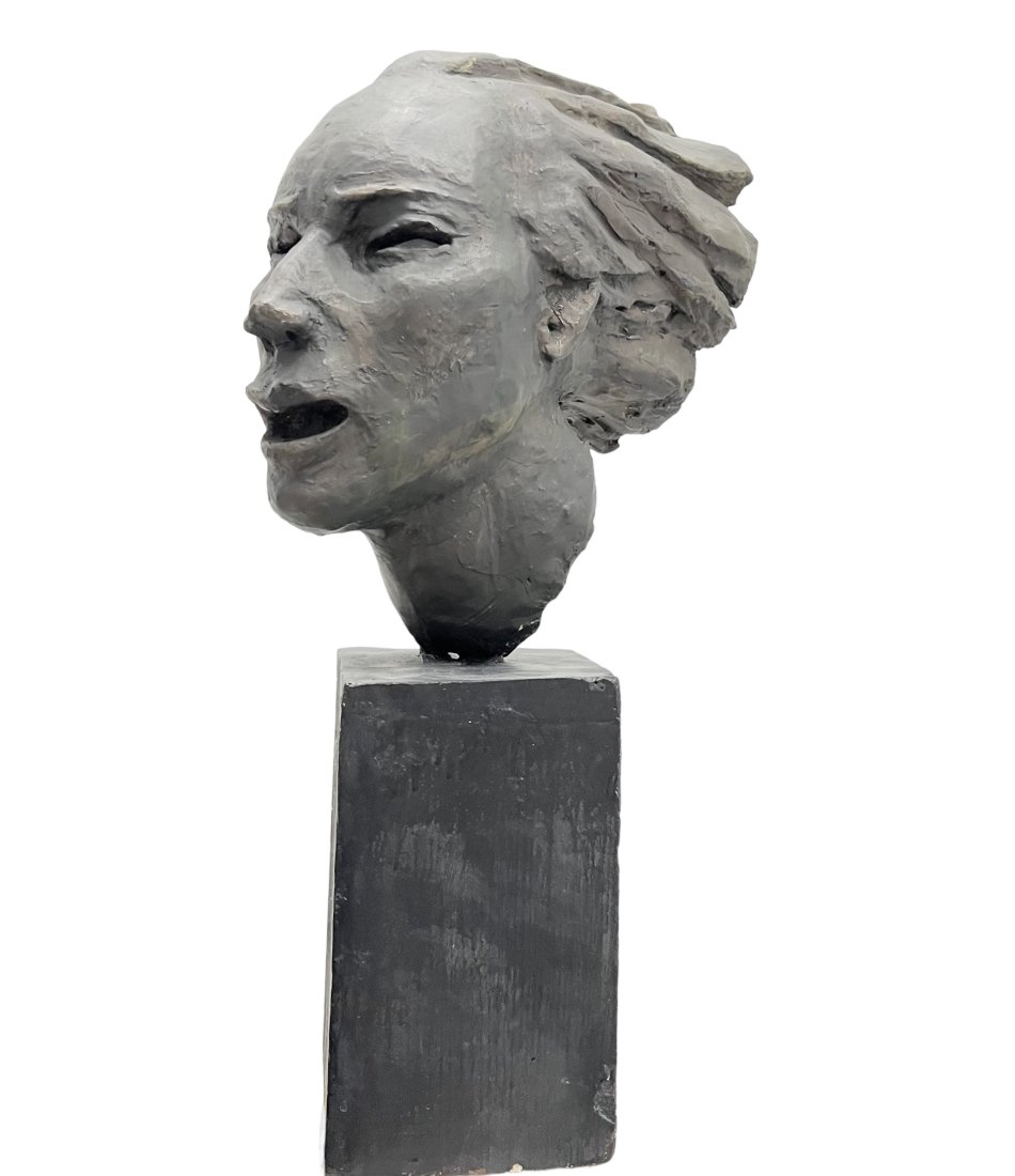 Large Modernist Plaster WPA Style Sculpture: Size 23 x 14 x 8 in