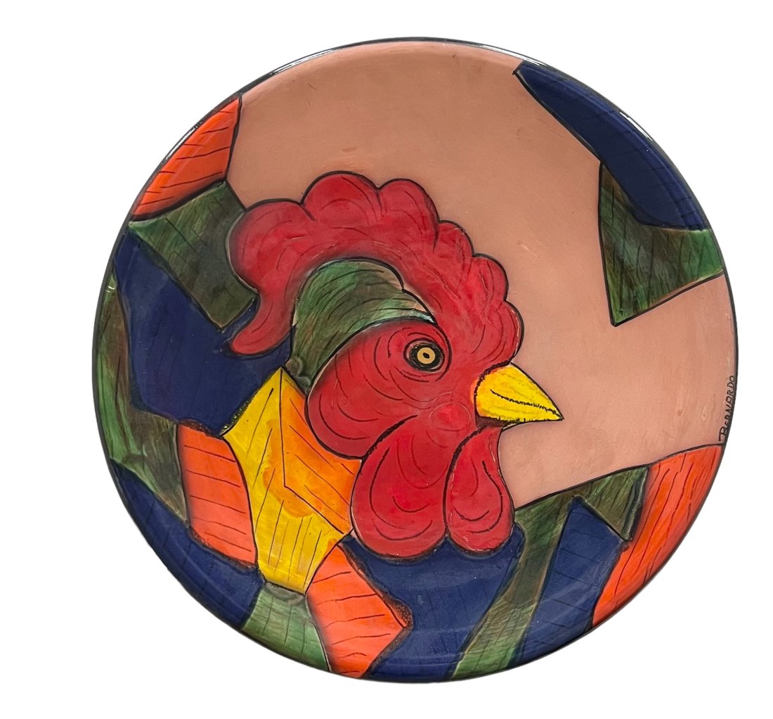 Modernist Cuban Rooster Plate: Size 17.5 in