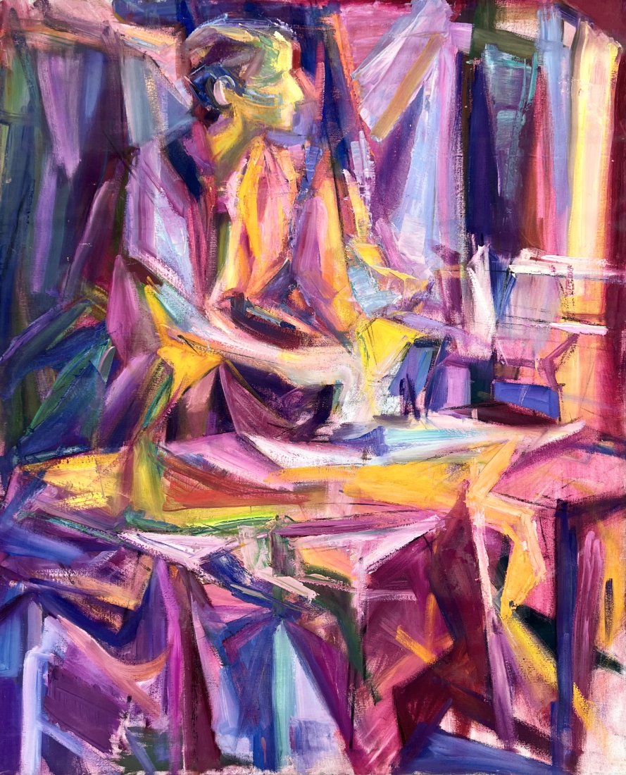 BARBARA YETERIAN (20th c, Armenian American): Oil on canvas 51 x 42 in
