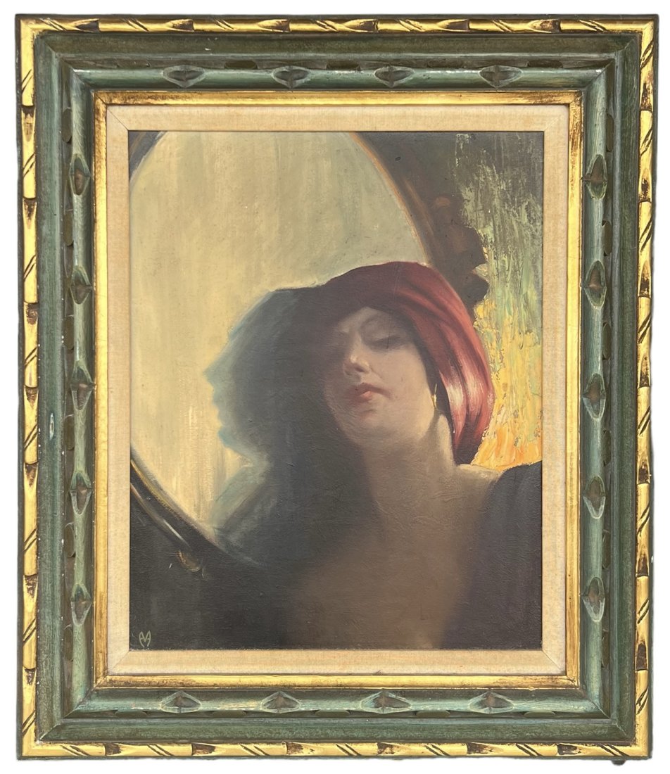 Early 20th Century Portrait Of A Young Woman, Signed: Oil on canvas 21.5 x 17.5 in, 28 x 24 in (framed)