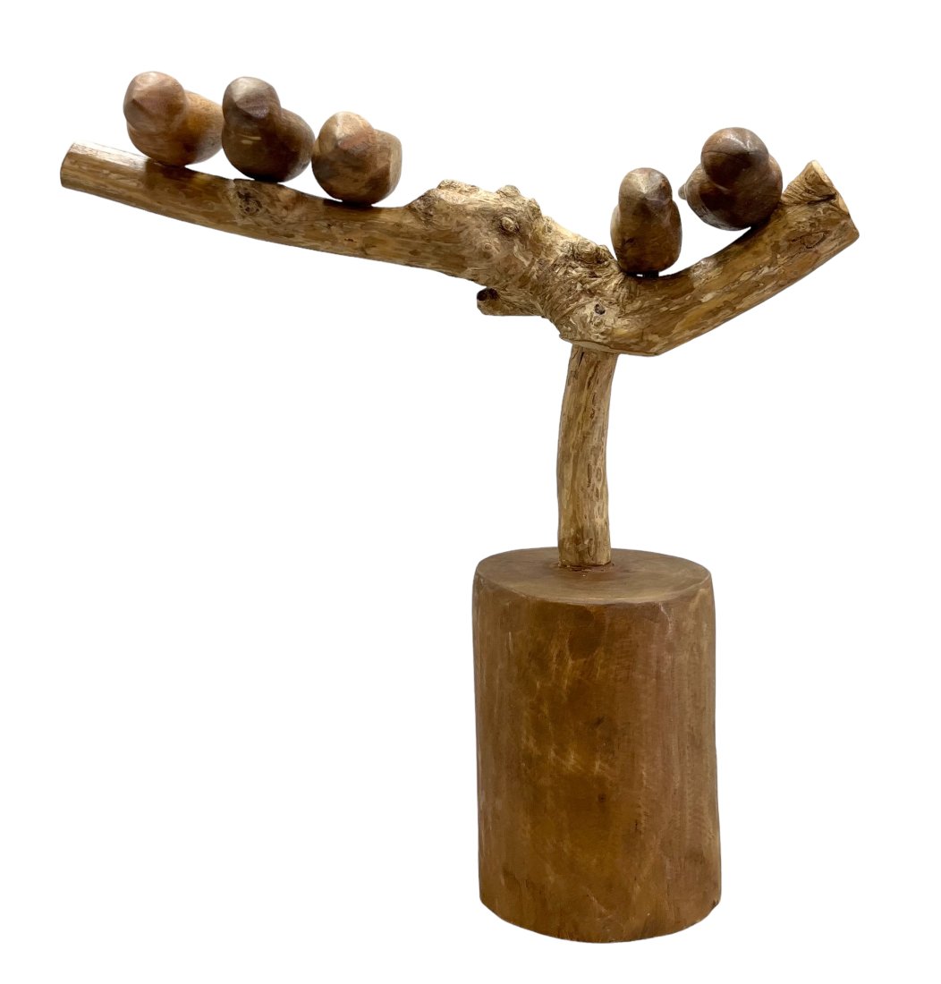 Vintage Wooden Bird Sculpture: Size 16 x 15 in