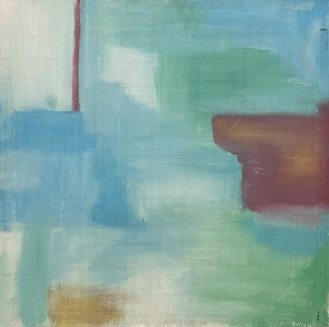 Vintage Abstract Signed Holty or Halty: Oil on canvas 30 x 30 in, 31 x 31 in (framed).