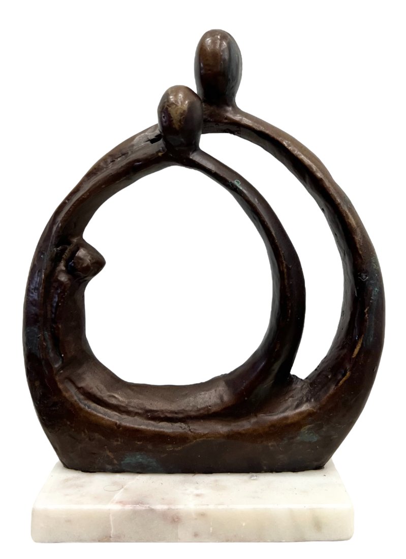 Bronze Patina Modernist Metal Sculpture, Signed (1 of 4)