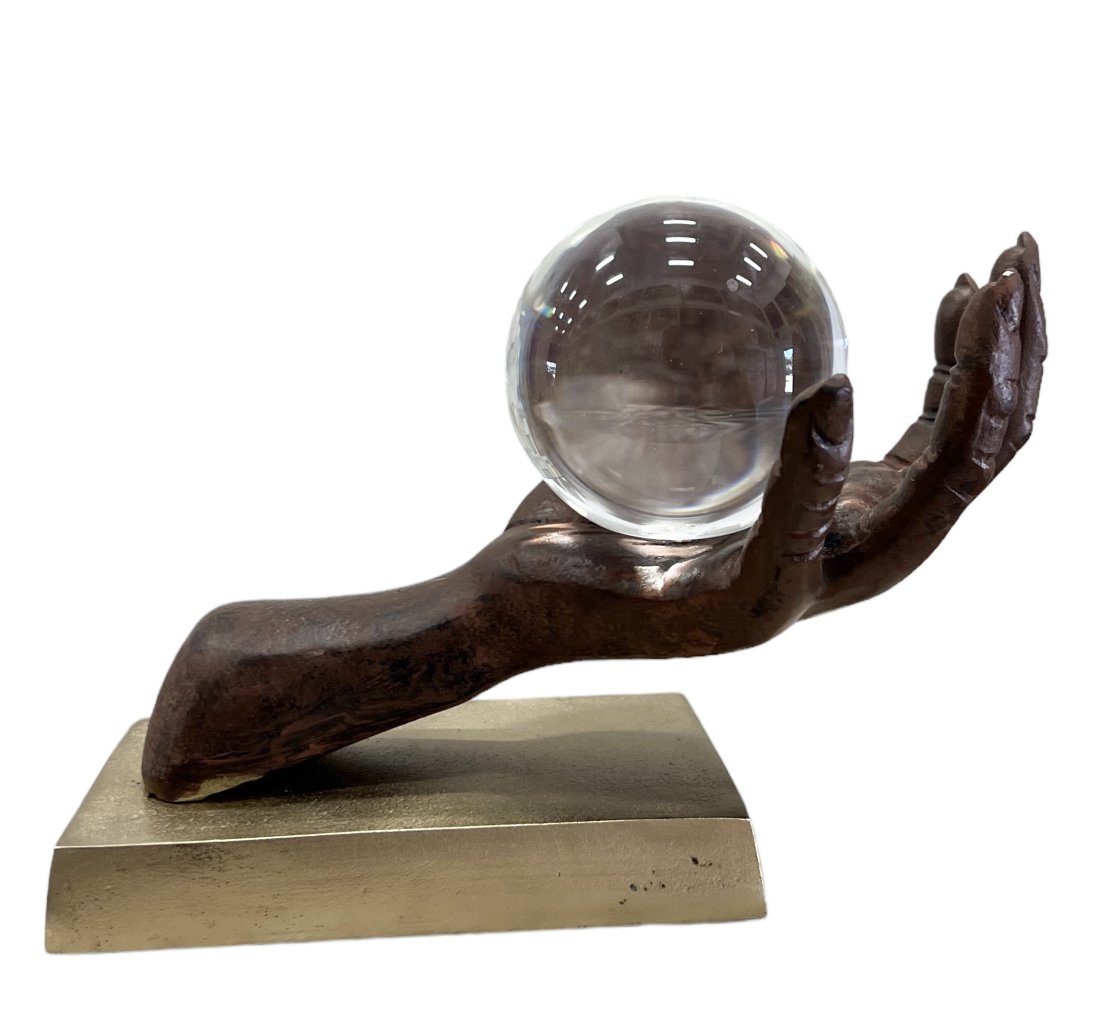 Contemporary Metal Hand Sculpture: 9 x 6 x 6 in